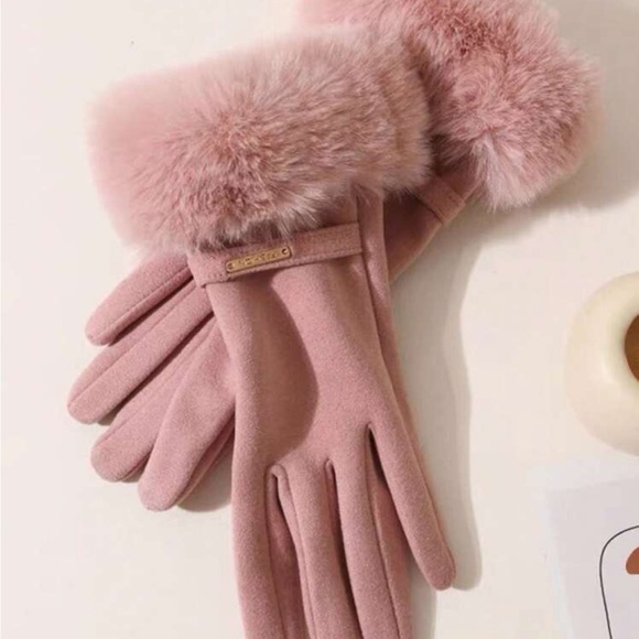 1pair Plush Gloves With Mitten Cover, Touchscreen Compatible - Picture 2 of 3